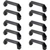 MroMax 10 maniglie in plastica da 12 cm, fori centrali da 120 mm, quadrati, lunghezza 138 mm, per bagagli, attrezzature meccaniche, armadietti, maniglie nere