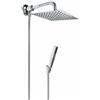 BAGNOCLIC | Set doccia completo con deviatore, braccio 30 cm, doccetta, flessibile, ottone cromato | Installazione facile, design moderno, resistente | Comfort e praticità bagno