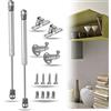 Indaux - Coppia Mini Pistoni a Gas con Interasse 198mm - Molla Pistone Braccetto Sollevamento Ante Idraulico - Ideale per Cucina, Bagno, Camper, Panche + Fissaggi Inclusi (Forza: 80N - 8 Kg)