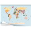 decomonkey carta da parati Mappamondo 300x210 cm fotomurali non tessuto murale XXL Poster moderna decorazione Carta per pareti Continente Carta Geografica del Mondo Nazione colorato blu