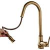 ZPSPZ Rubinetto Cucina con Doccetta Estraibile, Miscelatore Cucina Estraibile Ottone Antico Girevole Acqua Fredda e Calda Foro Singolo Rubinetti Cucina Estraibile-A