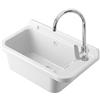 Inbagno Set Pilozzo Sospeso 60x34 Cm Bianco - Vasca Lavatoio In Resina Resistente Agli Acidi Con Porta Sapone - INCLUDE Miscelatore Canna Alta Cromo In Acciaio INOX E Kit Scarico