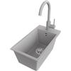 PRIMAGRAN Lavandino da Cucina Grigio 28x50cm, Lavello in Granito a 1 vasca + Rubinetto 32x20cm + Set di accessori, Lavabo da Cucina Incasso al Mobile 30cm - Riga S015