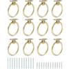 Hordion 12 tiranti ad anello per cassetti da 4,3 cm, maniglie ad anello a goccia, maniglie per cassettiera in lega di zinco, pomelli per cassetti a foro singolo con viti di 2 dimensioni (oro opaco)