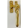 effedielle Maniglia a leva da blocco per serramenti in ottone lucido versione DESTRA- Tavellino chiusura+apertura finestre-porte-stipiti. Infissi in legno art.104DXOL Fornita con viti in ottone
