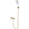Zalydala Rubinetto per vasca da bagno, con doccetta a mano, set doccia, rubinetto per vasca da bagno, adatto per bagno, docce e vasche da bagno, colore oro bianco