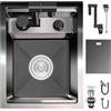 XDCXYD Nascosto Lavandino Bar Cucina con Rubinetto Pieghevole, Lavandino Bar a Vasca Singola Sottopiano in Acciaio Inossidabile Nascosto per Piccole Cucine Bar RV (Black A, 35x45x22CM)