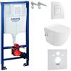LAVITA Elemento a parete Solido + WC sospeso Salto bianco senza brida + + Sedile WC con chiusura ammortizzata bianco lucido Set completo Pulsante Completo Set WC Completo Set WC