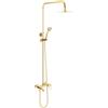 Beaudreaul Set doccia con doccia a pioggia, montato a parete, con colonna doccia, sistema doccia, 80-117 cm, altezza regolabile, in acciaio inox, set completo, per hotel, piscine, palestre, oro