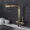 YAWEDA Antique Fredda E Calda Da Cucina Depuratore Di Acqua Del Rubinetto Lavandino Doppio Rubinetto Rotativo Da 360 Gradi Di Bronzo A 3 Vie A Doppio Filtro Miscelatore