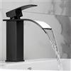 ZYCDP Rubinetto Bagno Lavabo Cascata Nero Rubinetti Bagno Monocomando Rubinetto lavandino Bagno Cascata Miscelatore Acqua Calda e Fredda, A, Corto