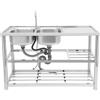 Wulimasun Lavello da cucina in acciaio inox, 2 lavelli, in acciaio inox, 120 x 45 x 80 cm, con rubinetto, per la pulizia di piatti, pentole e padelle