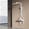 EMKE Colonna Doccia Termostatica- Bianco Opaco, Regolazione Innovativa del Flusso, Doccia Effetto Pioggia 36x24 cm, Doccia a Mano con 3 Getti, Barra Doccia e Tubo, Installazione Facile