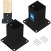 KOTARBAU® 2 pezzi Fissaggio Pali Legno - Supporto Per Pali In Legno - Staffa da Avvitare - Acciaio Verniciato a Polvere - 80 x 80 mm - Nero - Staffa Travi - Supporto Palo - Resistente per Esterni
