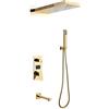 Soudesileim Set Doccia a Incasso, Doccia Con Indicatore Di Temperatura, Soffione Doccia 51 x 22 Cm, Set Doccia Con Doccetta (Oro, 3 Rubinetti)