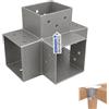 GeZu Impex Connettore per Pali X 81x81 mm Zincato a Caldo Pergola Connettore Angolare a 4 Vie Staffa per Fai-da-Te in Legno Connettore per Legno