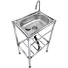 QUNFARIYBHU Lavello in Acciaio Inox Indipendente, Lavello da Lavoro Commerciale a una Vasca, Lavabo da Esterno per Garage Officina Lavanderia Campeggio (Acciaio inossidabile,60 x 45 x 83cm)