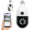 DISCORAMA® - TELECAMERA A LAMPADINA 360°DOPPIA CAMERA, TELECAMERA DI SORVEGLIANZA WIRELESS CON CONTROLLO REMOTO 5MP TRAMITE APP 1080P, TELECAMERA LAMPADINA E27