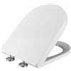 HM Sedile WC Universale Forma a D con Chiusura Ammortizzata Soft Close - Copriwater in Polipropilene Bianco ad Alta Resistenza, Sgancio Rapido Quick Release per Pulizia Facile, Kit Fissaggio Incluso - HM