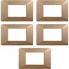 Electron 5 Placche, 3 moduli/posti, Compatibile Con Vimar Plana, colore oro, Placche In plastica di alta qualità, 100% compatibile con i supporti e i moduli originali
