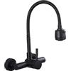 HomeLava Rubinetto a Muro Cucina Nero, Miscelatore Cucina da Parete Flessibile, Acciaio inossidabile 304, Distanza di 135-165mm tra due fori
