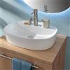NORBE | Lavabo da appoggio in Ceramica | Lavandino in appoggio | Lavandino Ovale | Finitura Bianco Lucido | (Bianco, 50 Cm)