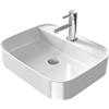 EMKE Lavabo da Appoggio e Sospeso 50 x 40 x 11 cm, Lavandino Rettangolare in Ceramica Bianco Lucido con Angoli Arrotondati, Lavello Moderno Salvaspazio per Bagno e WC - Senza Rubinetto e Piletta