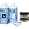 Resin Pro® KIT RESINA EPOSSIDICA TRASPARENTE GR 800 + UN PIGMENTO METALLICO RESIN PRO per bijoux e fai da te (ALLUMINIO)