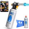 Z.M.C Bruciatore Bunsen Con 4 Cartucce di Gas 227g MSF-1a Brenneraufsatz a Unità Fiammeggiante Fiamma Ossidrica Saldatura Accendino Regolabili Flamme Flambieren Butangasbrenner per BBQ Cucina Campeggio