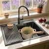 KOOGIMDDR Lavello Cucina 1 Vasca 60 x 45 cm Nero Grigio, Lavabo Cucina con 2 Fori Scolapiatti da Appoggio, Nano Lavello in Acciaio Inox Lavandino Cucina con Dispenser Sapone y Set di Drenaggio