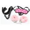 Generico Oggetti di scena 3 pezzi - Manette di peluche, frusta con nappe, bende estensibili, kit per la rappresentazione sul palcoscenico-ITRB128 (Rosa)