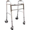 HEALTH Medical Fab Deambulatore pieghevole, regolabile in altezza con 2 ruote piroettanti e 2 gemellate con sistema di frenata a pressione
