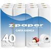 ZPAPER - 40 Rotoli di Carta Igienica, 100% pura cellulosa 2 Veli, morbida e resistente per la casa o l'ufficio