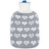 HW CASA Borsa Acqua Calda - Copertura Morbida a Maglia Premium - 2 L Grande Capienza - Boule Acqua Calda per Alleviare il Dolore, Schiena, Collo e Spalle per Calde Notti (Grigio)
