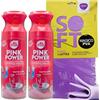 FEI FAN SET: 2x Disgorgante SchiumAttiva PINK POWER Profumato Fiori Di Sakura. Scarico Pulito In Un Solo Gesto 400ml + Panno SOFT In Lattice, Formato 30x30cm
