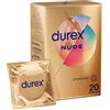 Durex Nude - 20 preservativi da uomo, ultra sottili, taglia standard