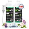 BiOHY Detergente per pavimenti per robot pulitore stazione con profumo primaverile (2 x 1 litro) + dosatore | detergente concentrato per tutti i robot pulitore e aspirapolvere con funzione bagnata,