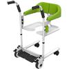DJXLMN Sedia a rotelle portatile in acciaio per anziani e disabili, con sollevatore per trasferimento paziente completo e funzionalità bagno 3 in 1, supporta fino a 150 kg, blu
