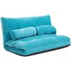 FANTASK Divano da pavimento pieghevole, divano letto regolabile in 6 livelli con schienale, poltrona letto con 2 cuscini, divano pieghevole imbottito per camera da letto, soggiorno (blu)