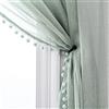 MISS SELECTEX Selectex Motivi Geometrici Faux Linen Sheer Curtain Clipped - Gommino Tende per Soggiorno e Camera da Letto, Set di 2 Pannelli 52 x 84 inch Pom Pom-Aqua