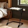 MEUBLE COSY Comodino Altezza Regolabile, Tavolino Compatto per Camera da Letto con Portabicchieri e Struttura Stabile, Salvaspazio, Nero