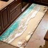 Generic Oro Tappeto cucina 50 x 180 cm spiaggia, conchiglie, acqua di mare Impermeabile, antiscivolo, antimacchia, lavabile in lavatrice, passatoia in poliestere per corridoio e cucina