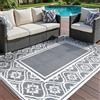 PureCozy Tappeto da Esterno per Giardino 180x270cm, Impermeabile Tappeti da Esterno Patio, Tappeto in Plastica Reversibile, Anti-UV, Portatile, per Esterno Balcone Terrazza Camper, Grigio & Bianco
