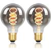 Vanpus Lampadina LED E27, Vetro Grigio Elegante, 6W 2700K Bianco Caldo, Dimmerabile, CRI >90, Diametro 95mm, Confezione da 2