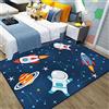 Sticker Superb. Tappeto per Bambini Universo Cartoni Animati Pianeta Astronauta Tappeto per Soggiorno 3D Antiscivolo Blu Nero Astronave razzo Tappeti Tappet per Ragazzi e Ragazze Lavabile (Colore5,80 x 120 cm)