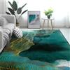 WAHIKASKI Tappeto per soggiorno di grandi dimensioni, 160 x 230 cm, motivo astratto verde con linee dorate, lavabile, per camera da letto, camino, ufficio, cucina