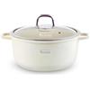 GOLDMANN Pentola in Alluminio Pressofuso con Coperchio in Vetro, Rivestimento Antiaderente Effetto Marmo Ceramica, Adatta a Tutte le Piastre Inclusa Induzione, Senza PFOA (Beige, 28 CM)