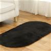 Tomifine Imitazione Lana Tappeto, Soffice Faux Tappeti Pelliccia, Adatto per Tappeto per Soggiorno, Lungo Pelliccia Morbida, Soffice, Tappetino per Il Letto (50 x 80 cm,Nero)