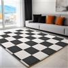 Generic Tappeto da salotto a pelo corto Semplice A Scacchi Bianco E Nero Design Lavabile, Tappeti Antiscivolo di Varie Misure, Tappeti Soggiorno Camera da Letto 60 x 110 cm, Nero Bianco