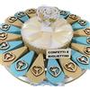 Sindy Bomboniere Torta bomboniere comunione maschio cuori calice in legno + centrale cuore simboli prima comunione confetti e biglietti inclusi (20 fette)